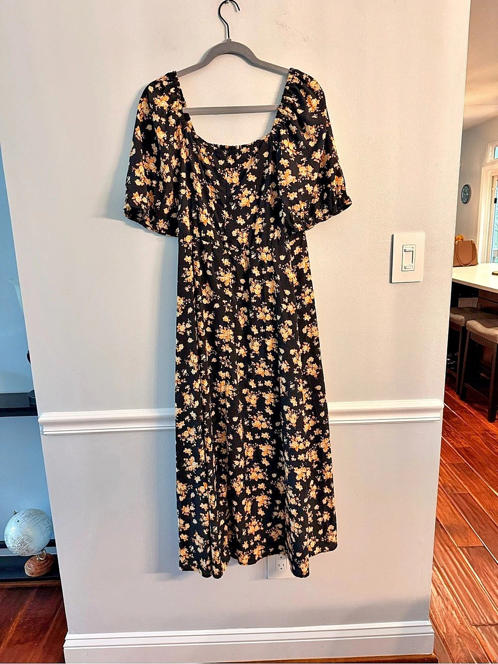 Floral Maxi Dress in Black & Yellow